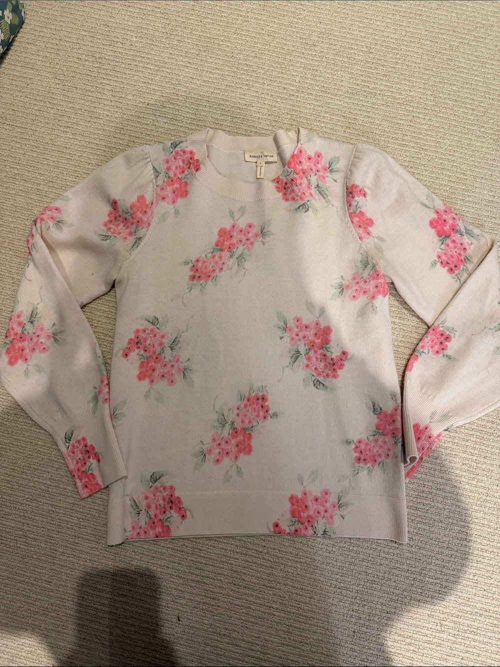 Rebecca Taylor Pink Floral Crewneck Sweater
